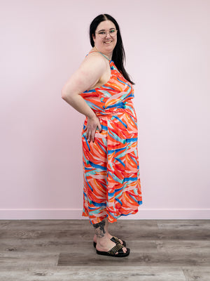 DEX | Savannah Halter Midi Dress | Tropical Sunset