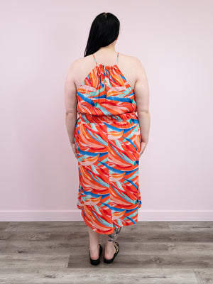 DEX | Savannah Halter Midi Dress | Tropical Sunset