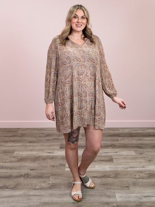 *NEW* DEX | Dayna Pleated Dress | Neutral Paisley