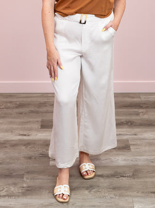 *NEW* DEX | Cloud Nine Belted Wide Leg Trouser Pant | White