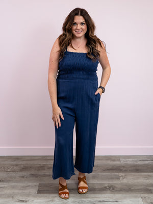 DEX | Lil' Darlin' Smocked Jumpsuit | Navy