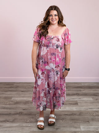 *FINAL SALE* Liza Floral Tiered Dress | Dusty Pink