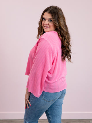 *FINAL SALE* Alaina V Neck Long Sleeve | Barbie Pink