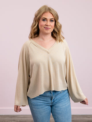 *FINAL SALE* Alaina V Neck Long Sleeve | Latte