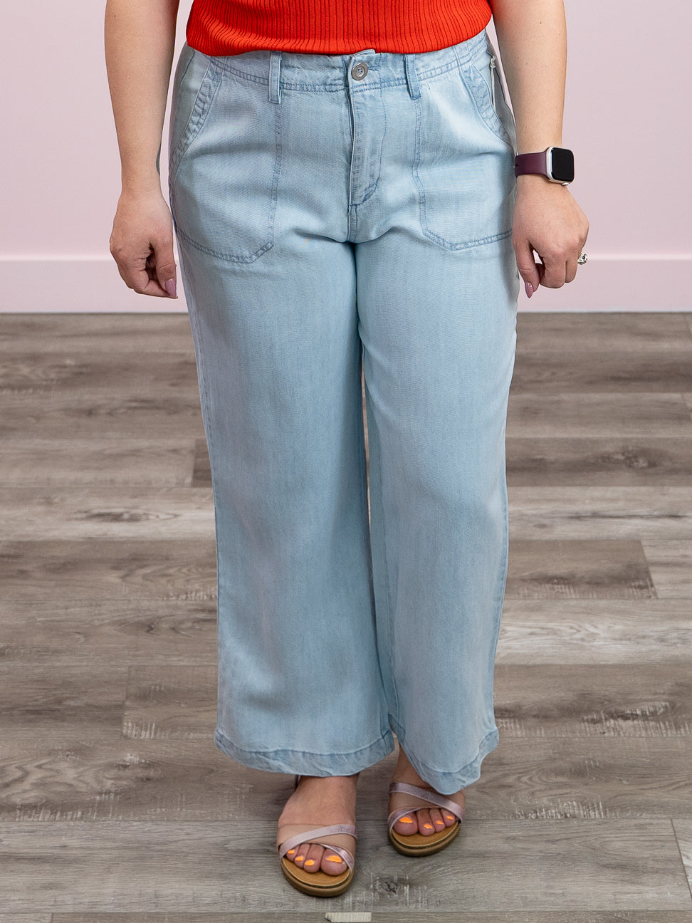 AS IS DEX | Zara Wide Leg Cropped Pant | Light Blue Wash (M)