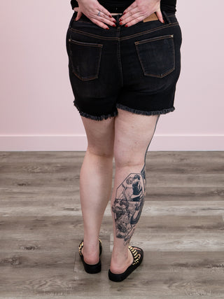 *FINAL SALE* Judy Blue | High Rise | Black Wash Frayed Shorts | Glen