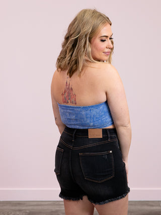 *FINAL SALE* Rayen Ribbed Tube Top | Light Indigo