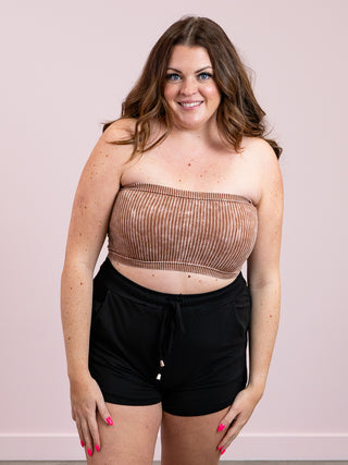 *FINAL SALE* Rayen Ribbed Tube Top | Deep Camel