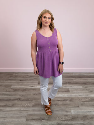 Zoey Button Front Tank | Purple