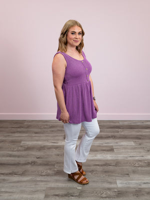 Zoey Button Front Tank | Purple