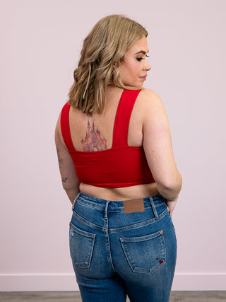 *FINAL SALE* Second Skin | Clare Wide Strap Crop Top | Engine Red