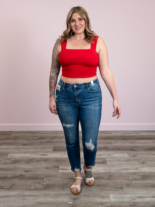 *FINAL SALE* Second Skin | Clare Wide Strap Crop Top | Engine Red