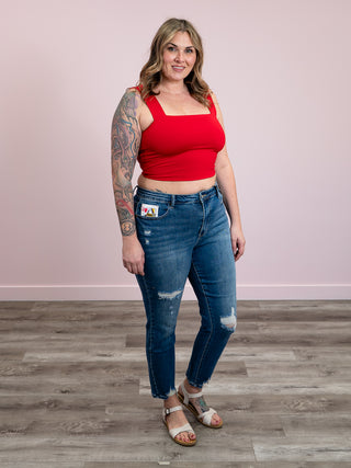 *FINAL SALE* Second Skin | Clare Wide Strap Crop Top | Engine Red