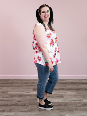 Hazel Tiered Tank | Ivory & Fuchsia Floral