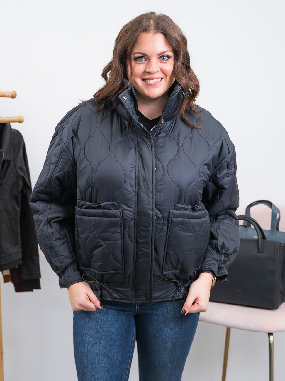 NEW* DEX | It's A Yes For Me Quilted Jacket | Black - Lavender