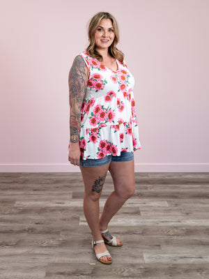 Hazel Tiered Tank | Ivory & Fuchsia Floral