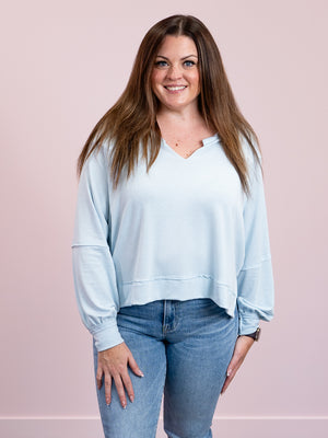 Louise Exposed Seam Long Sleeve | Light Blue