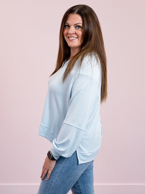 Louise Exposed Seam Long Sleeve | Light Blue