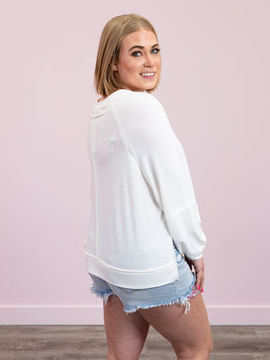 Louise Exposed Seam Long Sleeve | Ivory