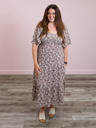 *FINAL SALE* Cup Of Tea Midi Dress | Red Bean & Cream