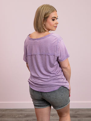 Stevie Scoop Neck Pocket Tee | Lilac Purple