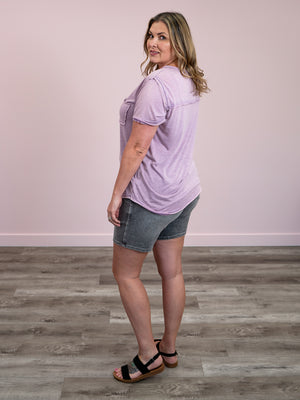 Stevie Scoop Neck Pocket Tee | Lilac Purple