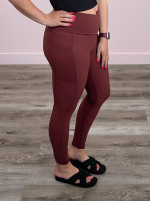 Molly Max Sculpt Diagonal Ribbed Leggings | Burnt Umber