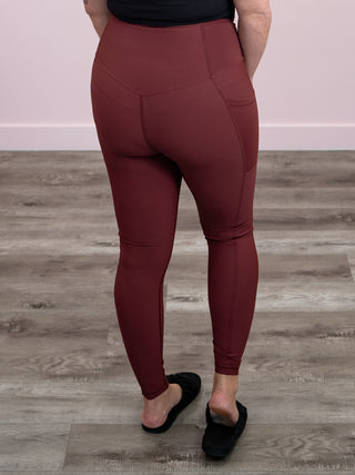 *FINAL SALE* Molly Max Sculpt Diagonal Ribbed Leggings | Burnt Umber