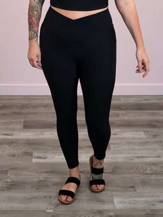 *FINAL SALE* Molly Max Sculpt Diagonal Ribbed Leggings | Black