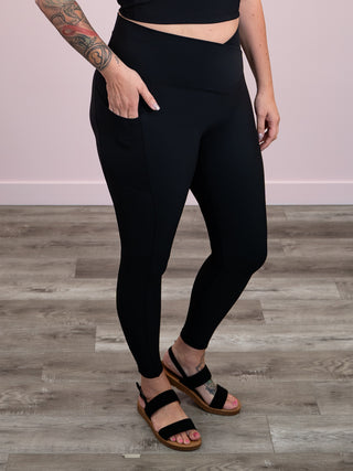 *FINAL SALE* Molly Max Sculpt Diagonal Ribbed Leggings | Black