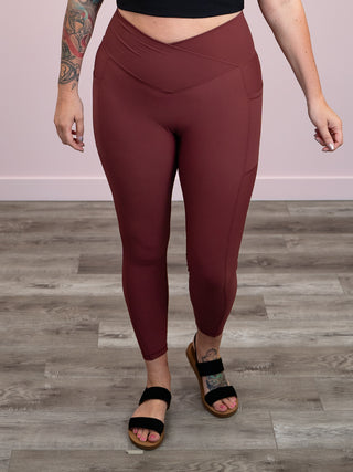 *FINAL SALE* Molly Max Sculpt Diagonal Ribbed Leggings | Burnt Umber