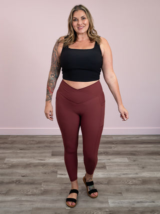 *FINAL SALE* Molly Max Sculpt Diagonal Ribbed Leggings | Burnt Umber