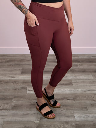 *FINAL SALE* Molly Max Sculpt Diagonal Ribbed Leggings | Burnt Umber