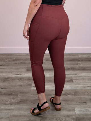 *FINAL SALE* Molly Max Sculpt Diagonal Ribbed Leggings | Burnt Umber