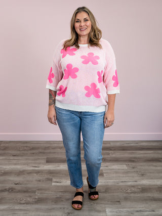 *FINAL SALE* My Crush Floral Sweater | Ivory & Pink