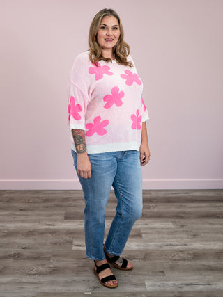 *FINAL SALE* My Crush Floral Sweater | Ivory & Pink