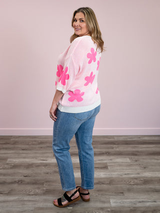 *FINAL SALE* My Crush Floral Sweater | Ivory & Pink