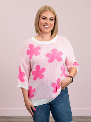 *FINAL SALE* My Crush Floral Sweater | Ivory & Pink