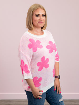 My Crush Floral Sweater | Ivory & Pink