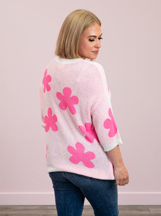 *FINAL SALE* My Crush Floral Sweater | Ivory & Pink