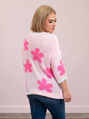 My Crush Floral Sweater | Ivory & Pink