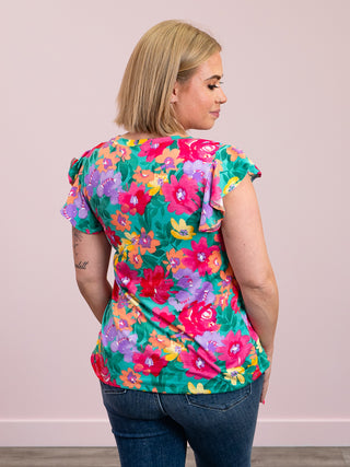 *FINAL SALE* Jordana Ruffle Top | Emerald Fuchsia