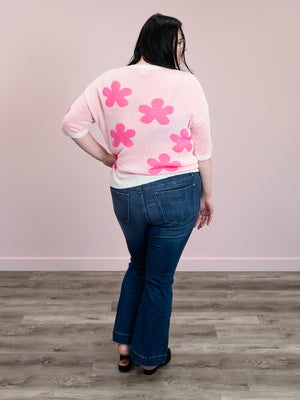 My Crush Floral Sweater | Ivory & Pink