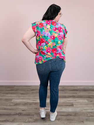 *FINAL SALE* Jordana Ruffle Top | Emerald Fuchsia