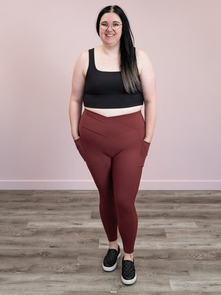 *FINAL SALE* Molly Max Sculpt Diagonal Ribbed Leggings | Burnt Umber