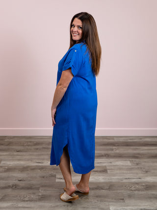 *FINAL SALE* Cove Button Down Midi Dress | Royal Blue