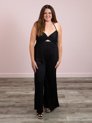 *FINAL SALE* Kyla Knotted Halter Jumpsuit | Black