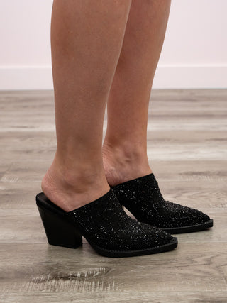 *FINAL SALE* Buffy Rhinestone Mule | Black