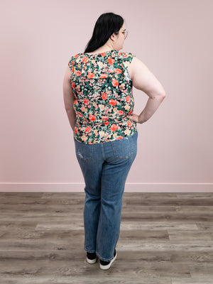 Tangerine Dream Ruffle Top | Black & Coral