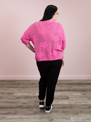 Jane Floral Crochet Sweater | Pink